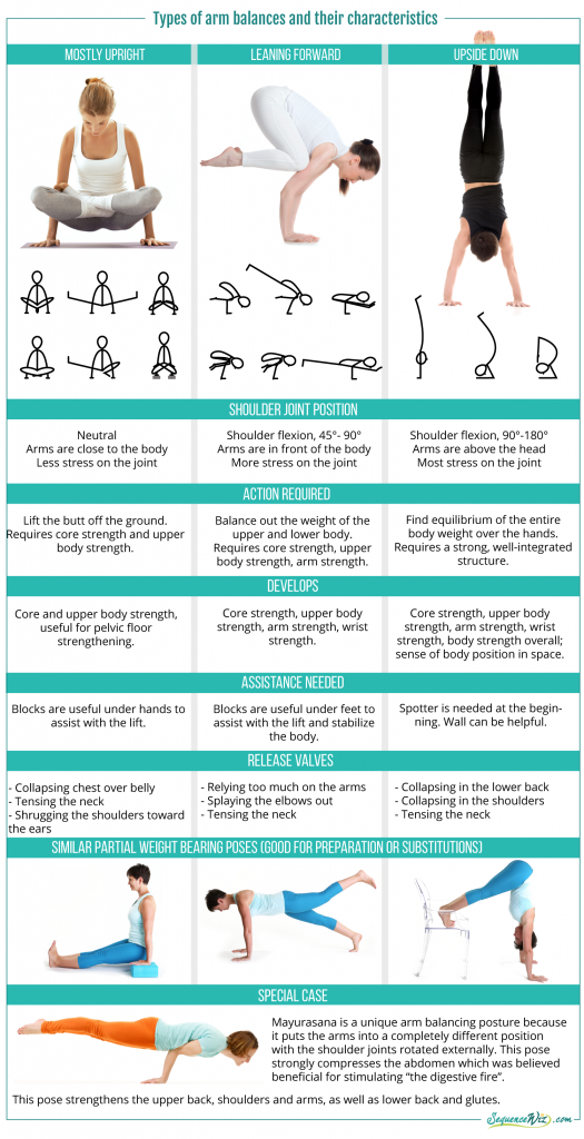 Three types of arm balances and their characteristics - Sequence Wiz